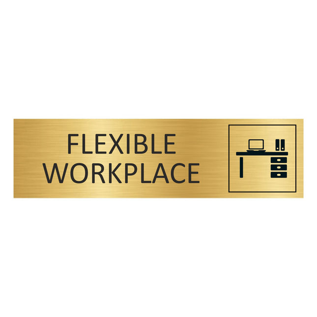 Flexible workspace gold door sign 165x45mm - 1 pc