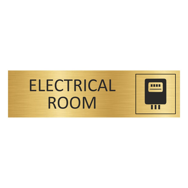 Electrical room gold door sign 165x45mm - 1 pc