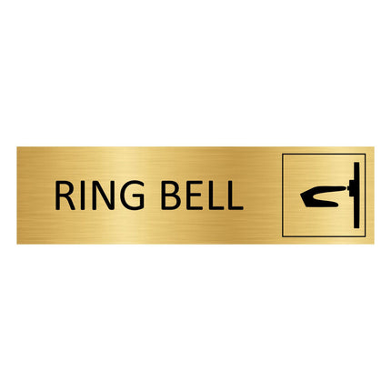 Ring bell gold door sign 165x45mm - 1 pc