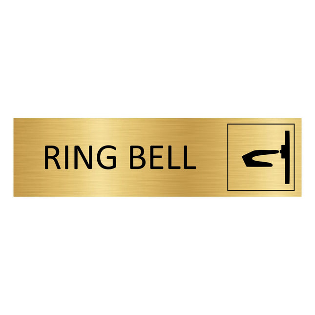 Ring bell gold door sign 165x45mm - 1 pc