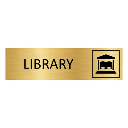 Library gold door sign 165x45mm - 1 pc