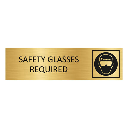 Safety glasses required gold door sign 165x45mm - 1 pc