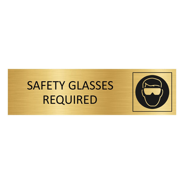 Safety glasses required gold door sign 165x45mm - 1 pc