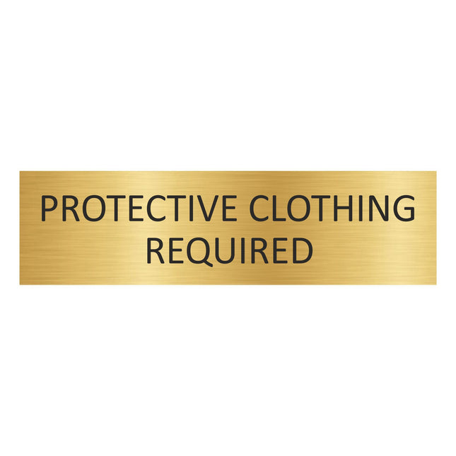 Protective clothing required gold door sign 165x45mm - 1 pc