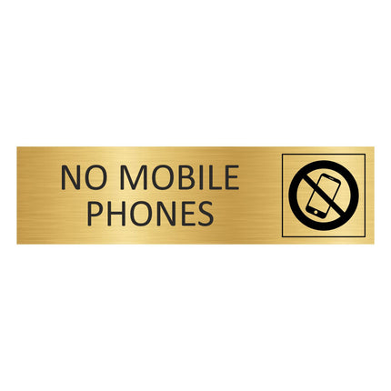 No mobile phones gold door sign 165x45mm - 1 pc