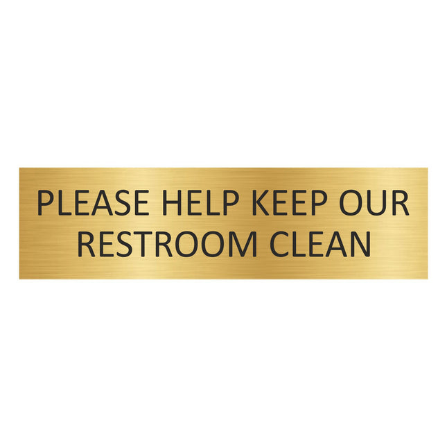 Please help keep our restroom clean gold door sign 165x45mm - 1 pc