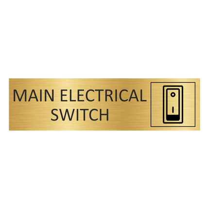 Main electrical switch gold door sign 165x45mm - 1 pc