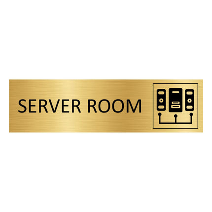 Server room gold door sign 165x45mm - 1 pc