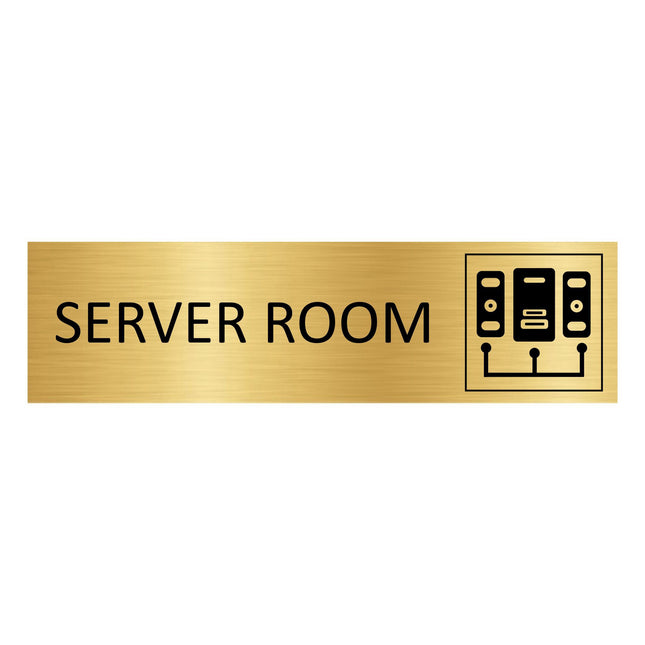 Server room gold door sign 165x45mm - 1 pc