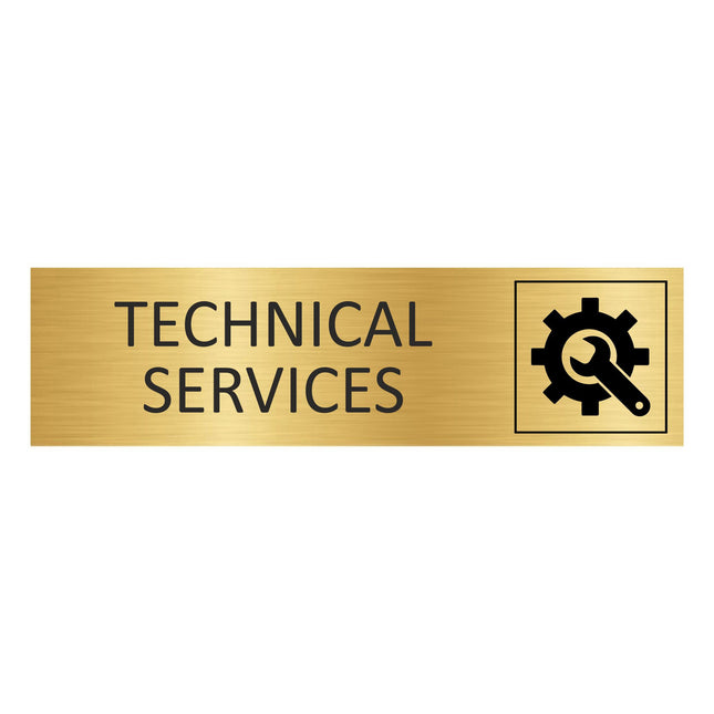 Technical services gold door sign 165x45mm - 1 pc