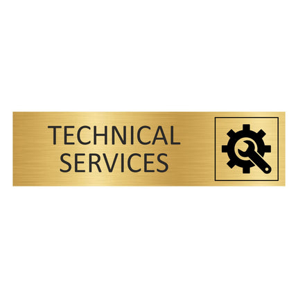 Technical services gold door sign 165x45mm - 1 pc