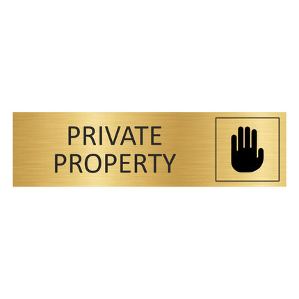 Private property gold door sign 165x45mm - 1 pc