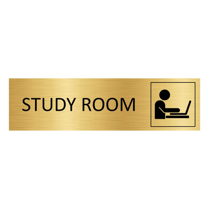 Study room gold door sign 165x45mm - 1 pc