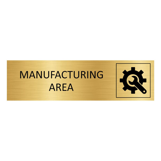 Manufactuering area gold door sign 165x45mm - 1 pc