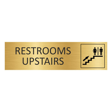 Restrooms upstairs gold door sign 165x45mm - 1 pc