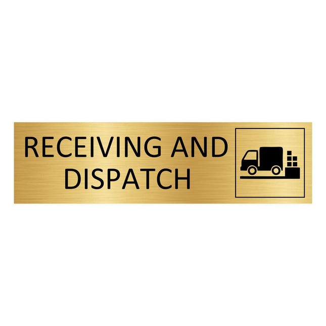Receiving and dispatch gold door sign 165x45mm - 1 pc