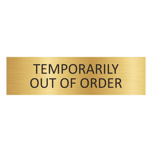 Temporarily out of order gold door sign 165x45mm - 1 pc