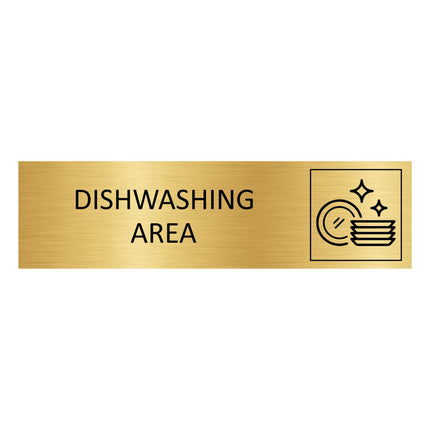 Dishwashing area gold door sign 165x45mm - 1 pc