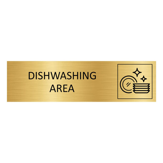 Dishwashing area gold door sign 165x45mm - 1 pc