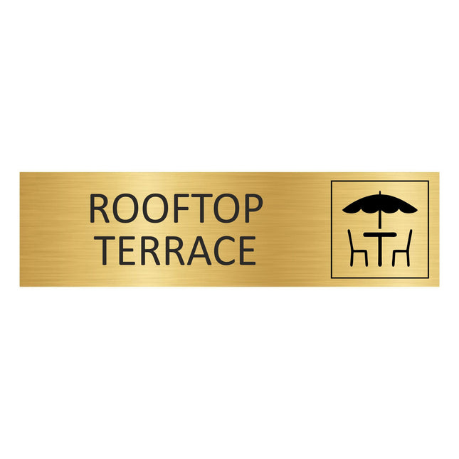 Rooftop terrace gold door sign 165x45mm - 1 pc