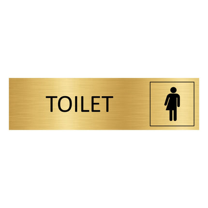 Genderneutral restroom gold door sign 165x45mm - 1 pc