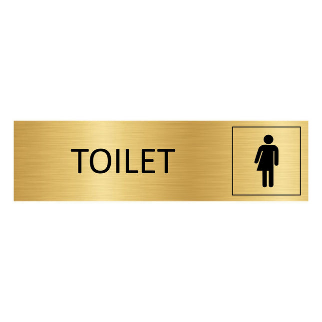 Genderneutral restroom gold door sign 165x45mm - 1 pc