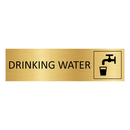 Drinking water gold door sign 165x45mm - 1 pc