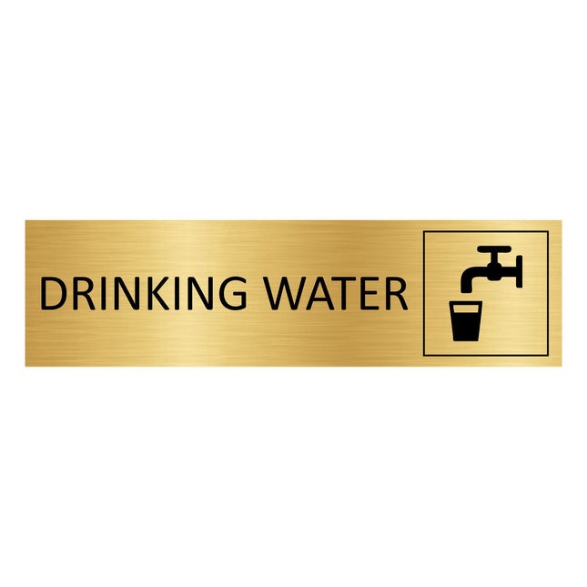 Drinking water gold door sign 165x45mm - 1 pc