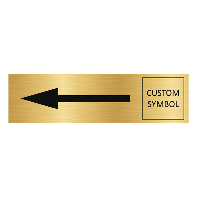 Arrow left and symbol gold door sign 165x45mm - 1 pc