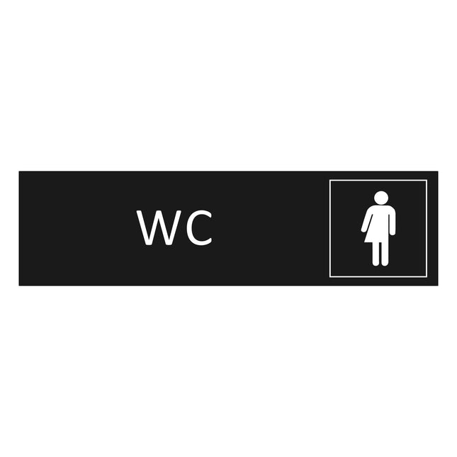 Gender neutral WC black door sign 165x45mm - 1 pc