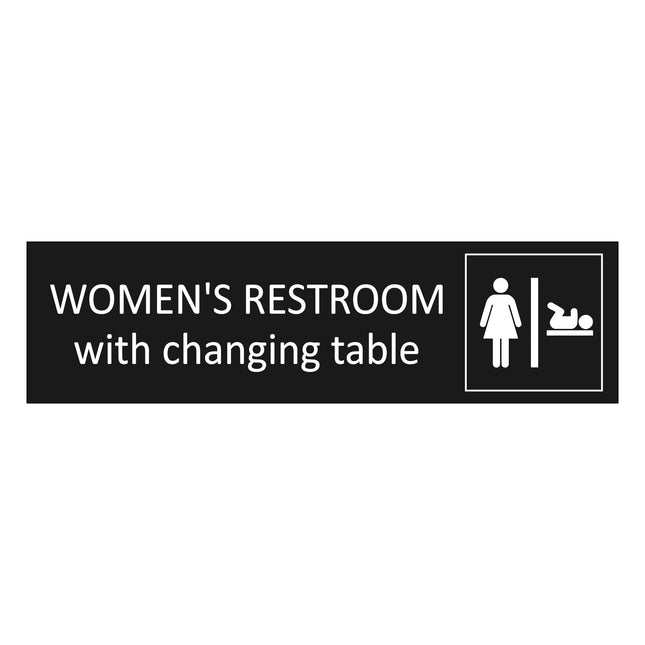 Women's restroom with changing table black door sign 165x45mm - 1 pc