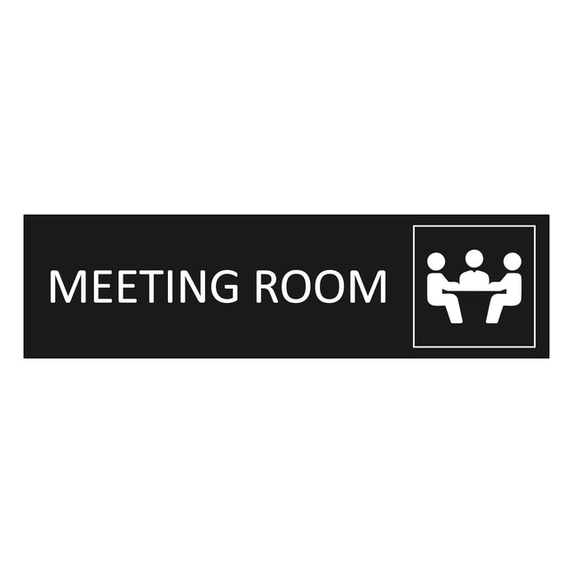 Meeting room black door sign 165x45mm - 1 pc