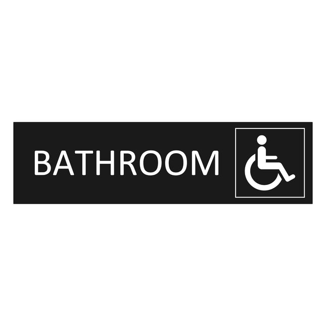 Accessible bathroom black door sign 165x45mm - 1 pc