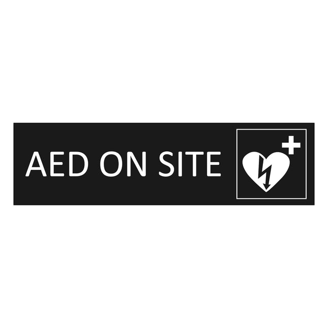 AED on site black door sign 165x45mm - 1 pc
