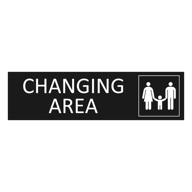 Family changing area black door sign 165x45mm - 1 pc