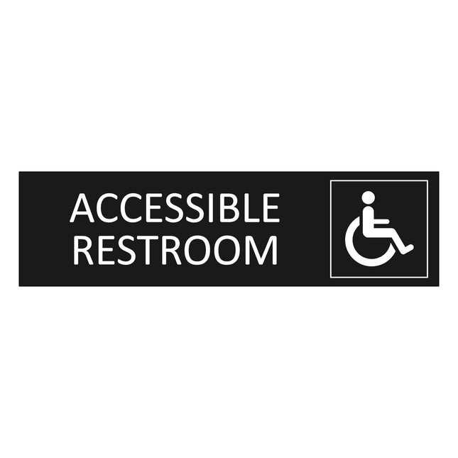 Accessible restroom black door sign 165x45mm - 1 pc