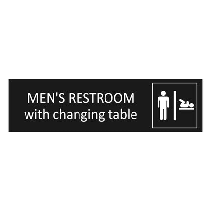 Men's restroom with changing table black door sign 165x45mm - 1 pc