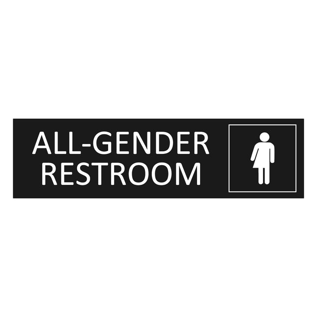 All-gender restroom black door sign 165x45mm - 1 pc