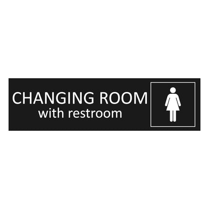 Women's changing room with restroom black door sign 165x45mm - 1 pc