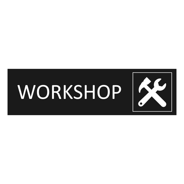 Workshop black door sign 165x45mm - 1 pc