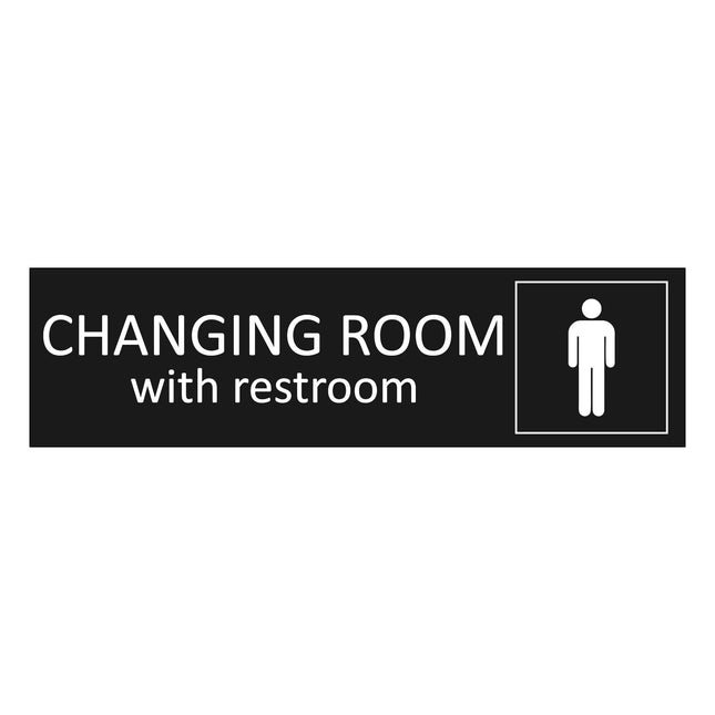 Men's changing room with restroom black door sign 165x45mm - 1 pc