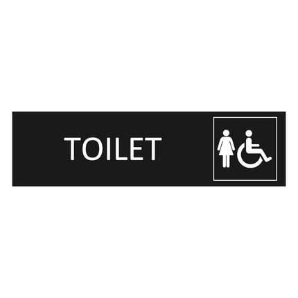 Women's toilet black door sign 165x45mm - 1 pc