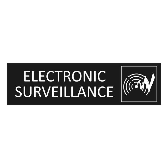 Electronic surveillance black door sign 165x45mm - 1 pc