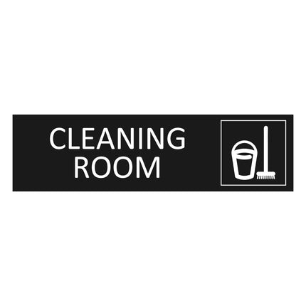 Cleaning room black door sign 165x45mm - 1 pc