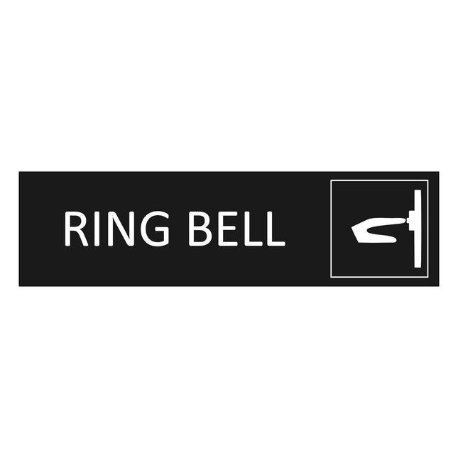 Ring bell black door sign 165x45mm - 1 pc