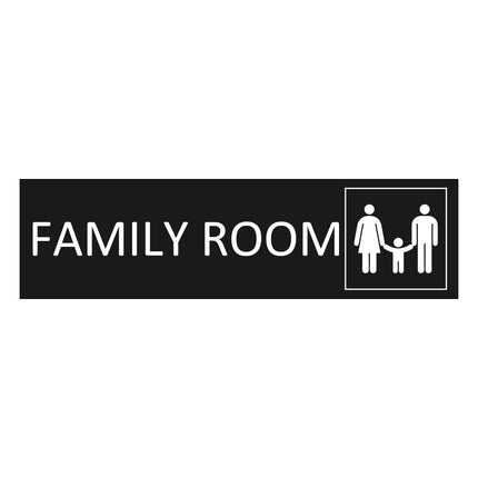 Family room en icon black door sign 165x45mm - 1 pc