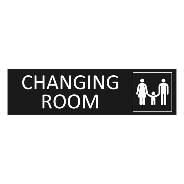 Family changing room black door sign 165x45mm - 1 pc