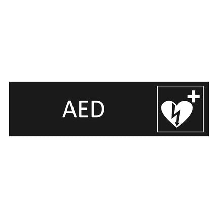 AED black door sign 165x45mm - 1 pc