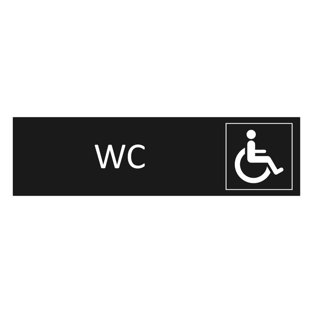 Accessible wc black door sign 165x45mm - 1 pc