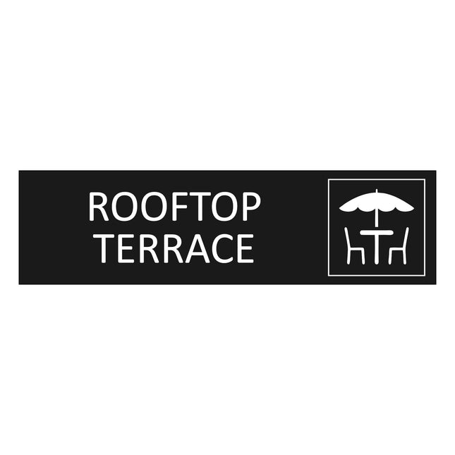 Rooftop terrace black door sign 165x45mm - 1 pc
